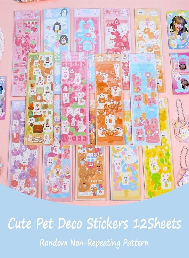 SIBLYMONA 12 Sheets Korean Deco Stickers Set with Photocard Confetti Polco Designs Featuring Cute Animal Rabbit Beer Themes for Scrapbooking Decorative Use (AnimalCarnival) - Image 2